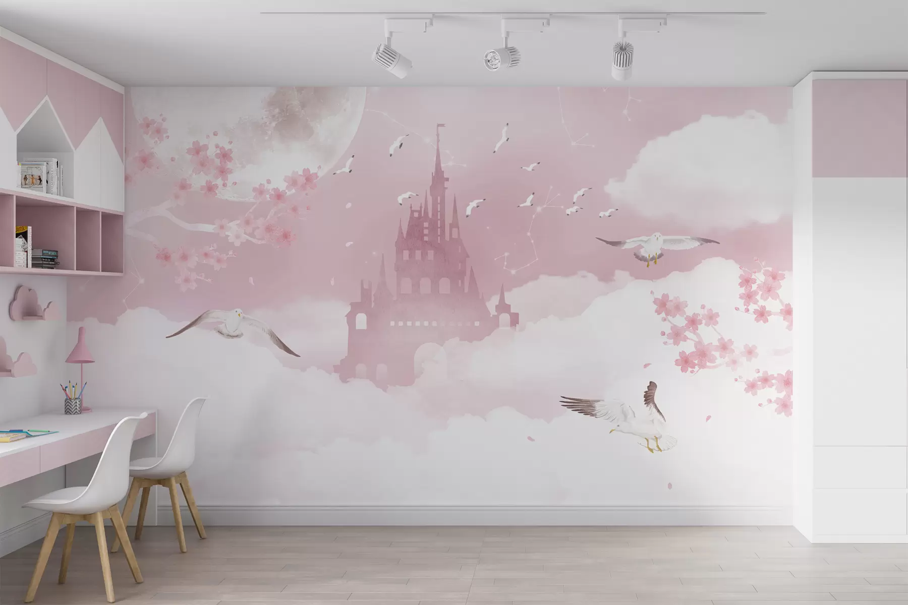 murales de pared Nube, rosa y arte u41232