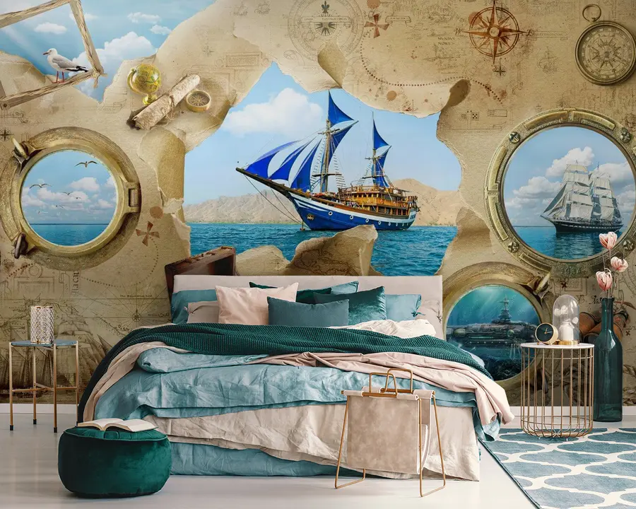 murales de pared Barco, azul y cielo u61853