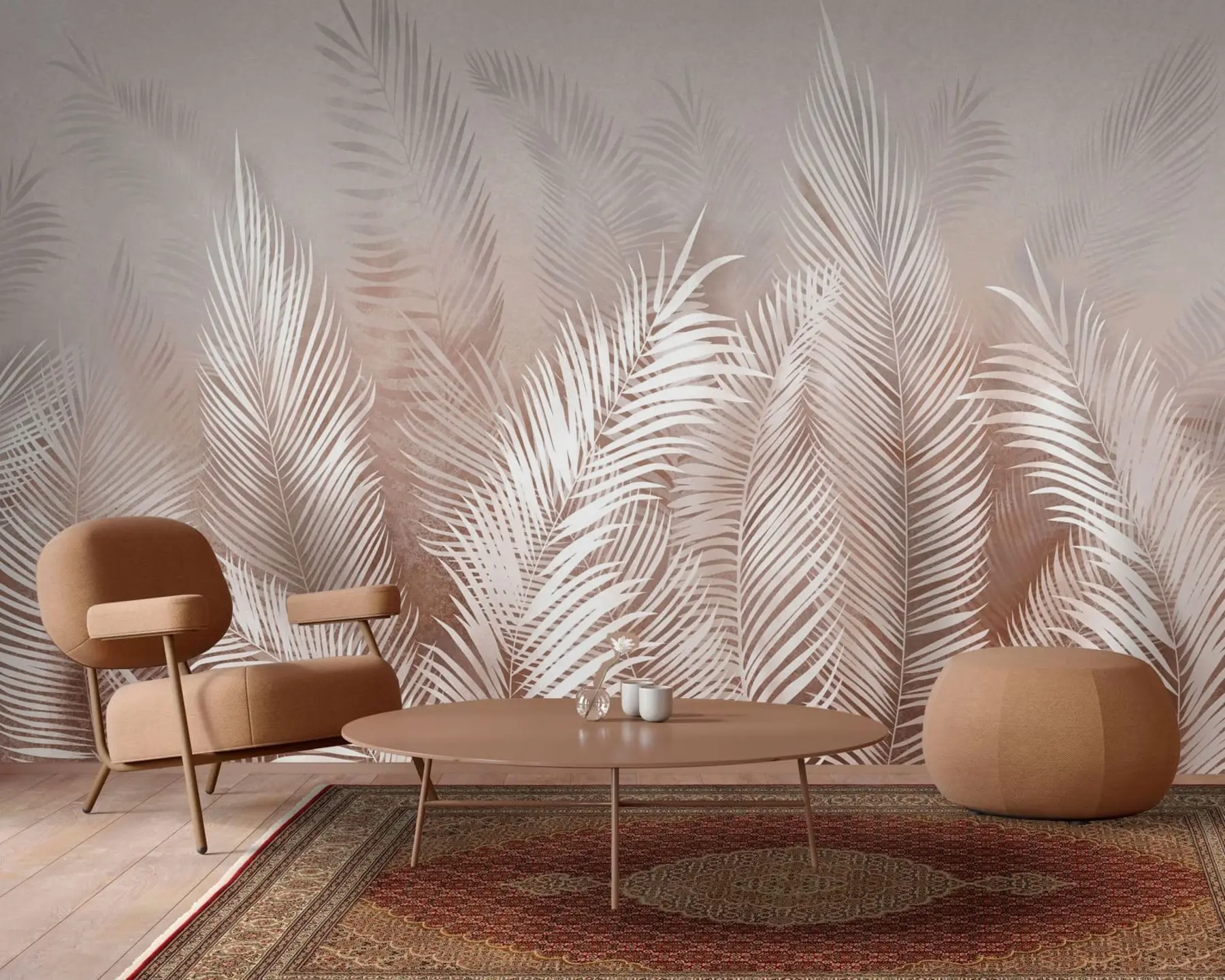 murales de pared Palmeras blancas sobre fondo marrón Granzh u74601