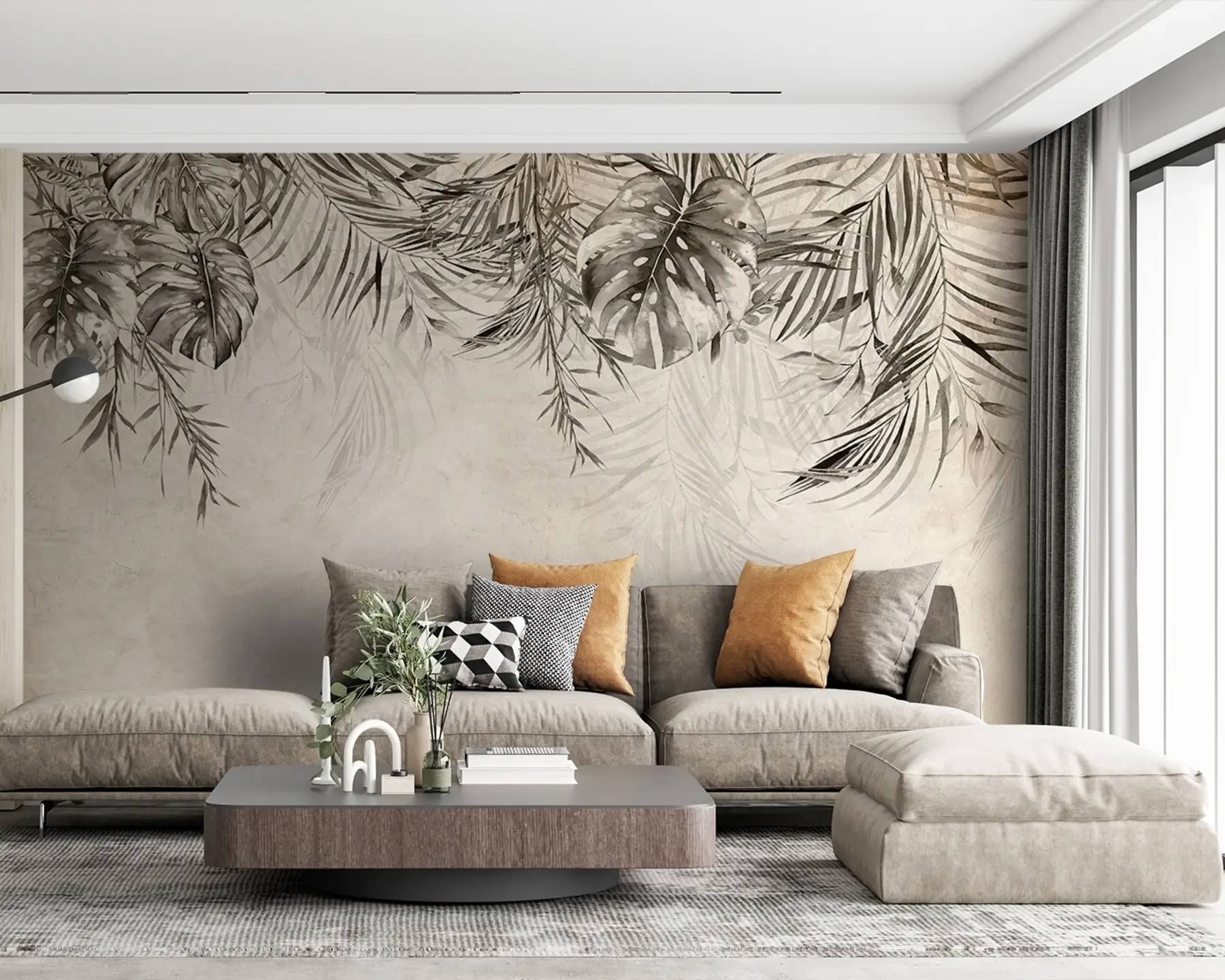 murales de pared Hojas tropicales de acuarela u93896