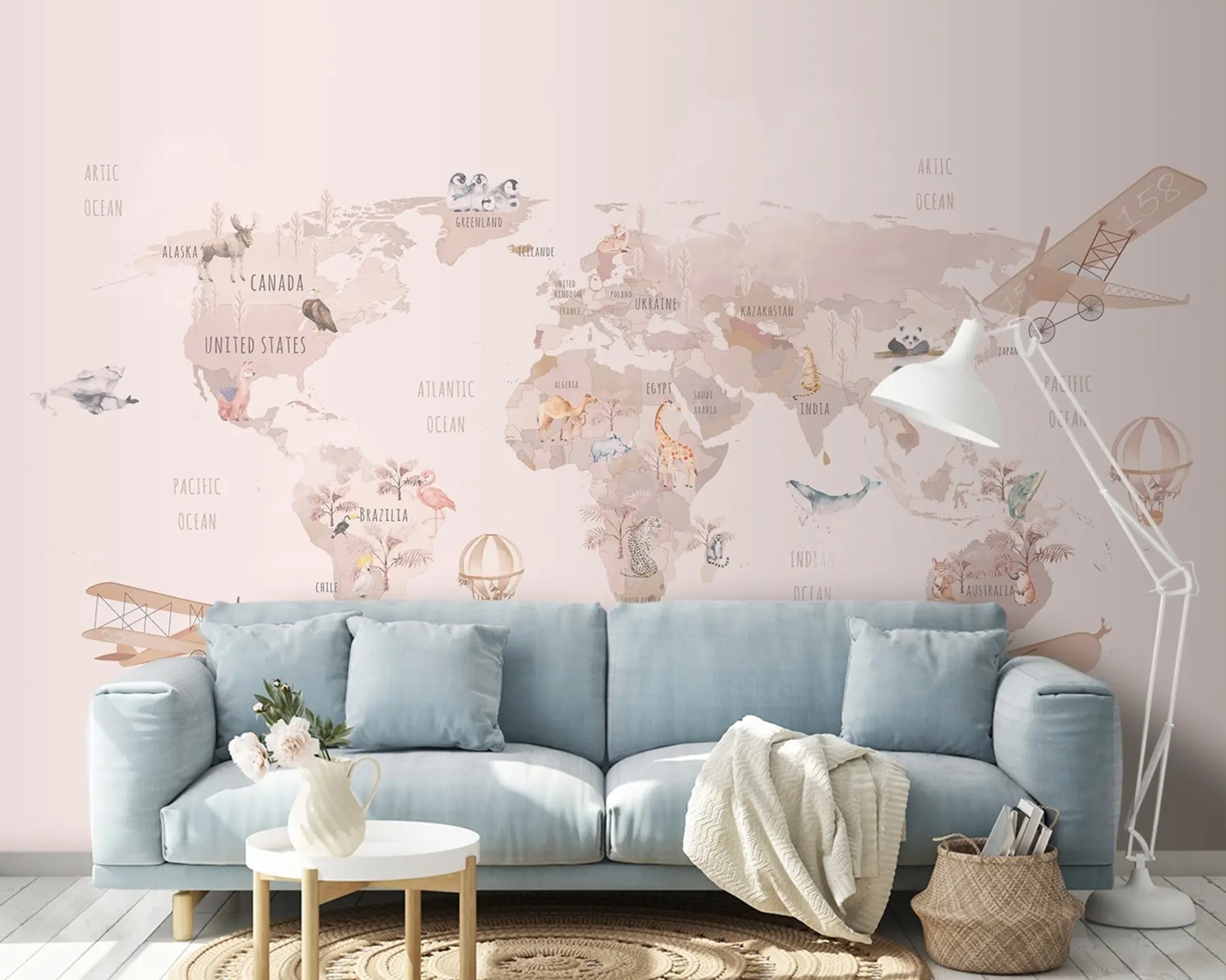 murales de pared Mapa mundial para niñas u93908