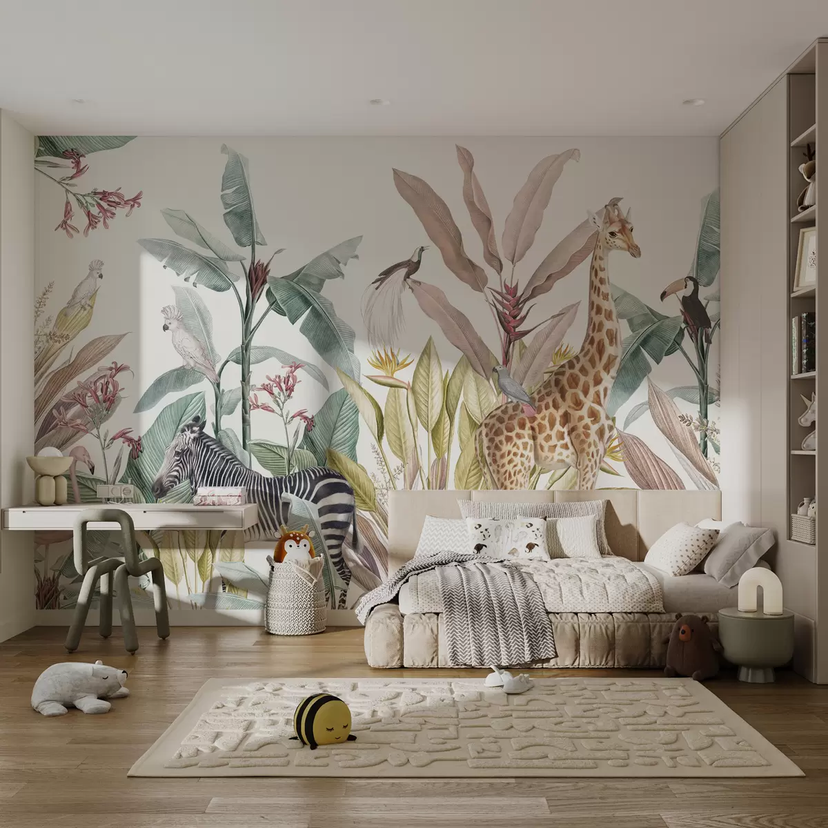 murales de pared Trópicos y animales de la selva brillante u74696