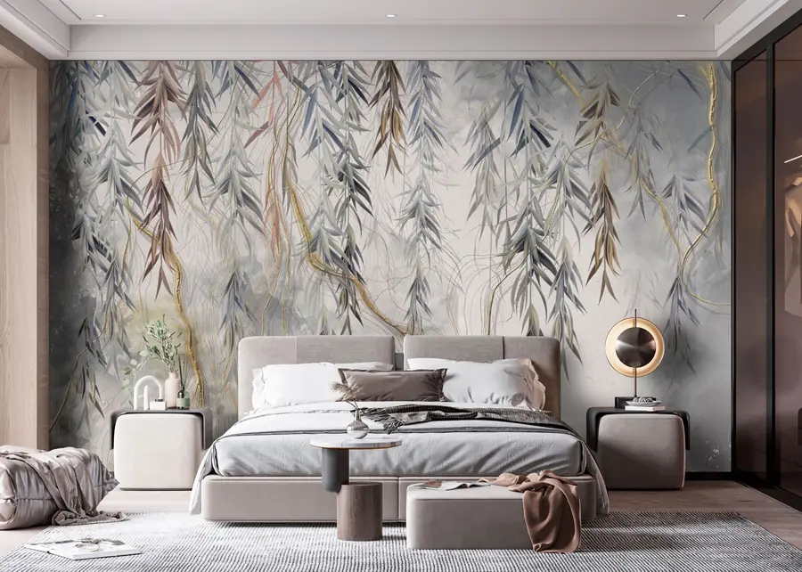 murales de pared Mármol mágico y hojas. u74185