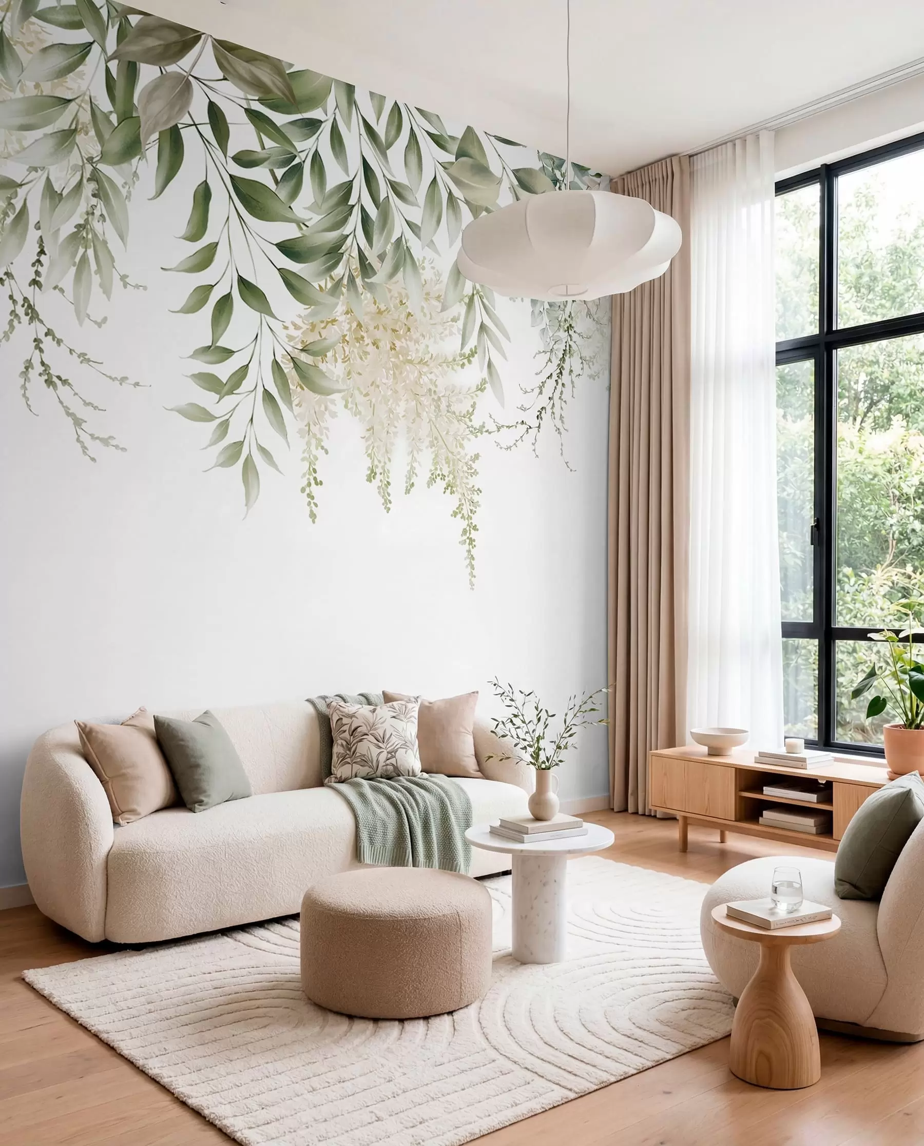 murales de pared Marco floral con greens de acuarela u94197