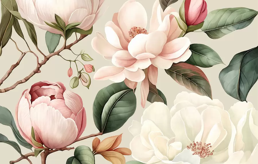 murales de pared Jardín botánico rosado u70667