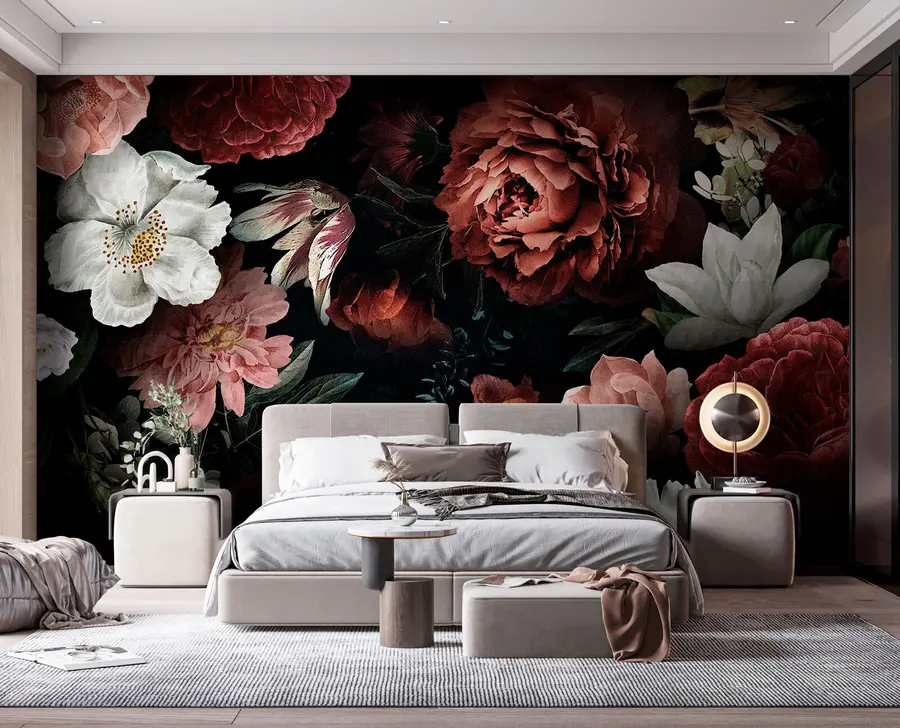 murales de pared Diseño de rosas con efecto acuarela u94330