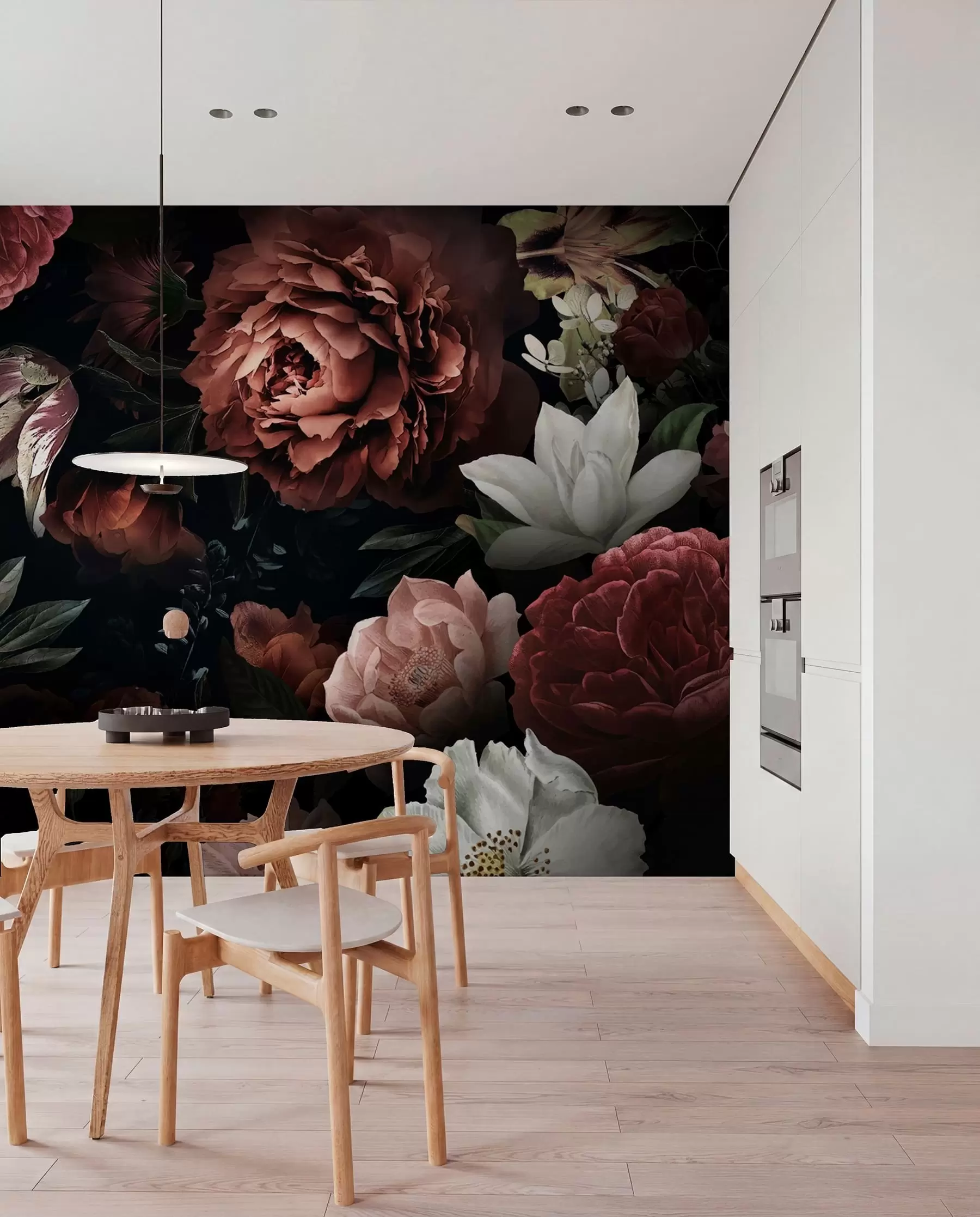 murales de pared Rosas pintadas sobre negro u94330