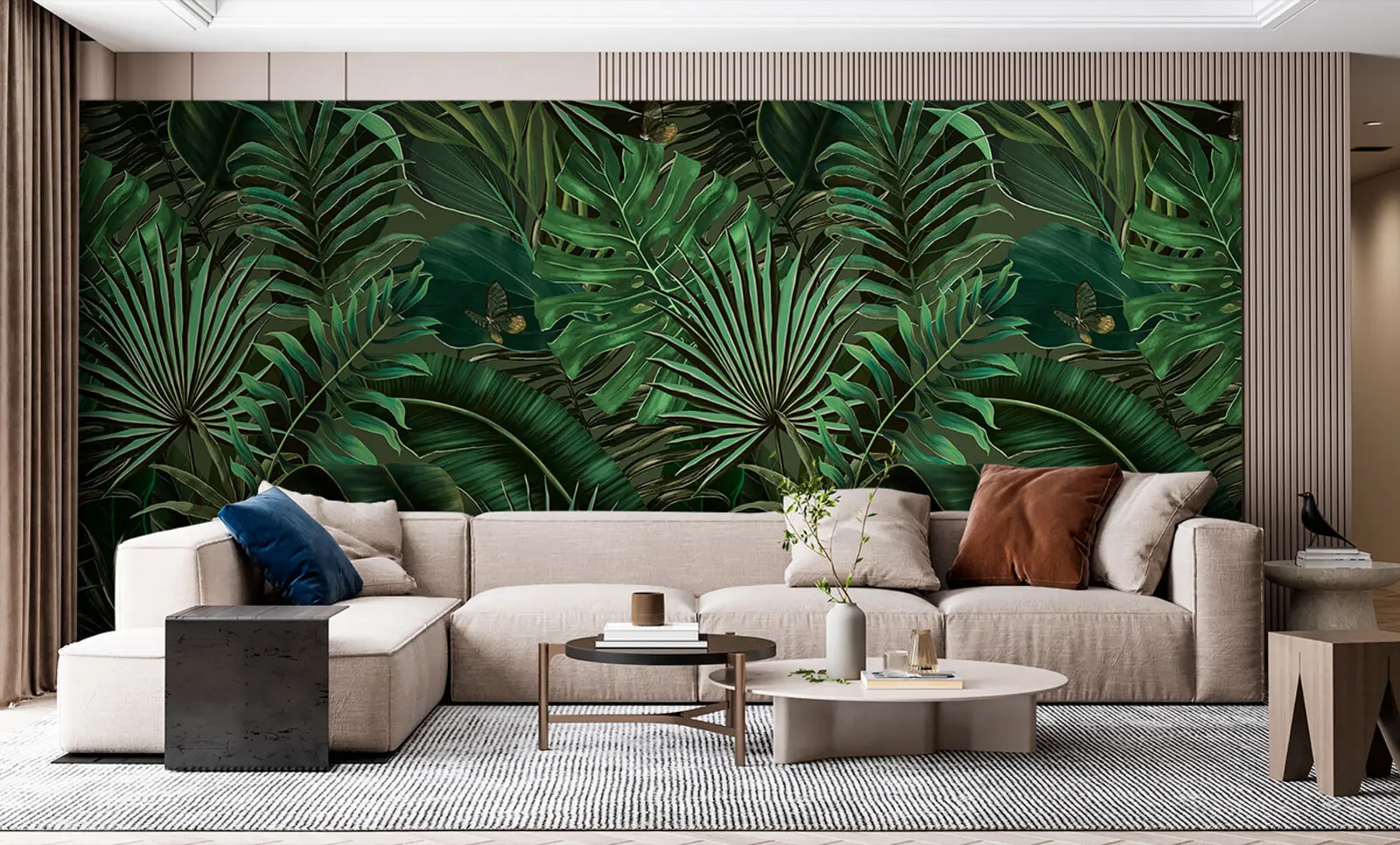 murales de pared Patrón tropical con palmeras verdes tropicales, hojas de plátano u94341