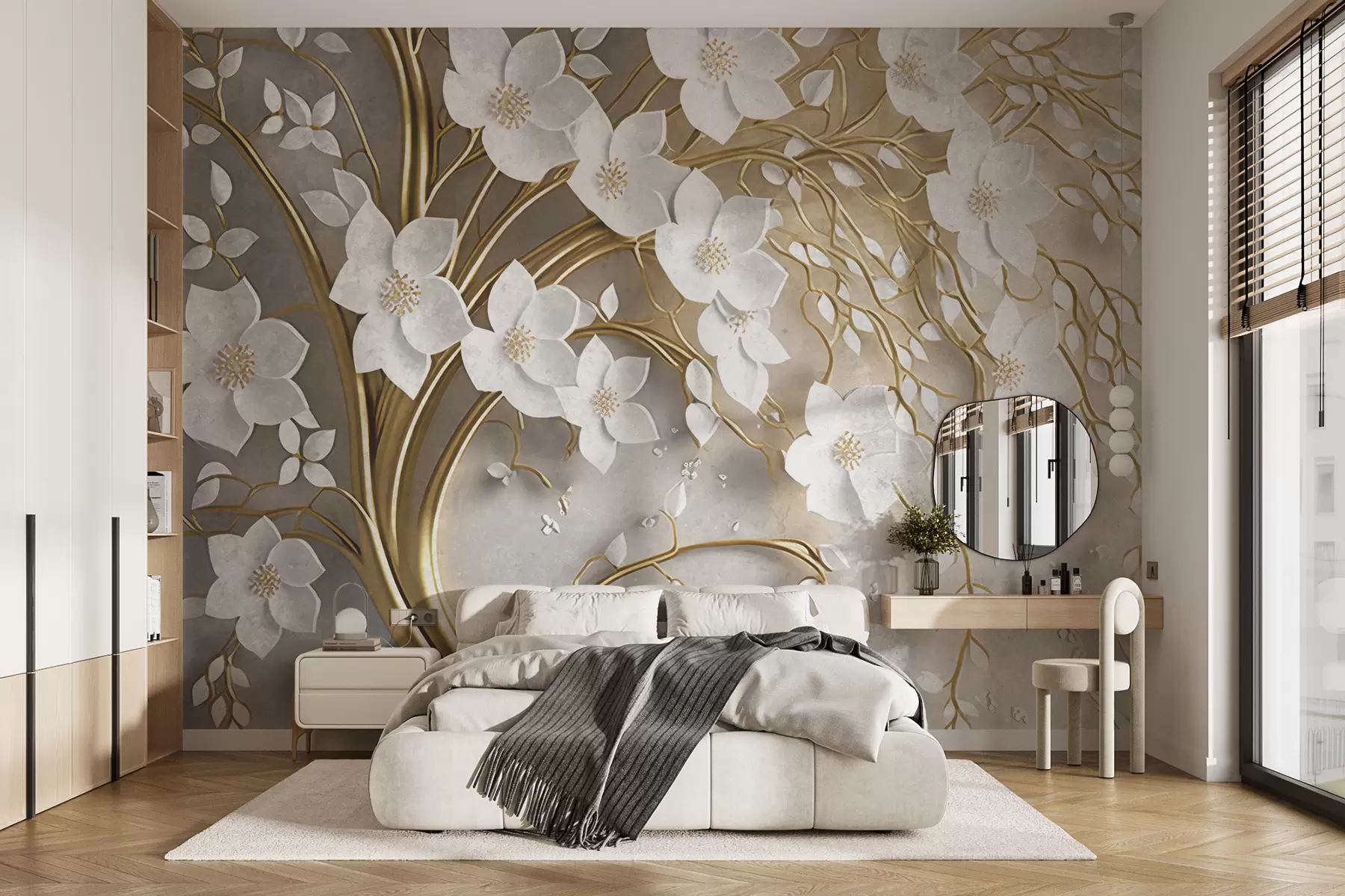 murales de pared árbol con flores blancas u94015