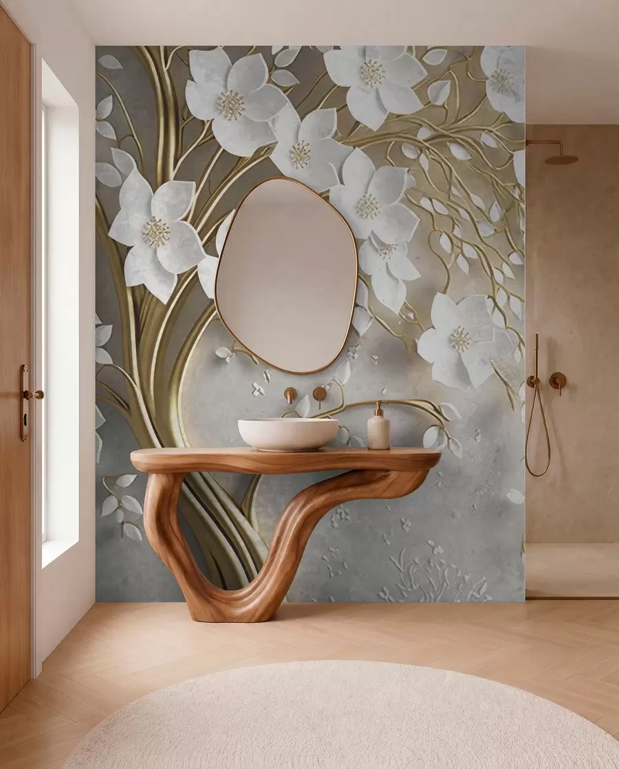 murales de pared árbol con flores blancas u94015