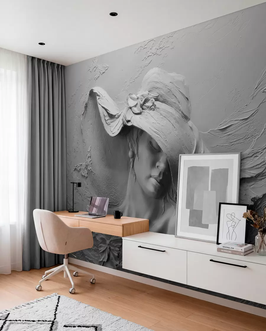 murales de pared Mujer con sombrero 3D u62592