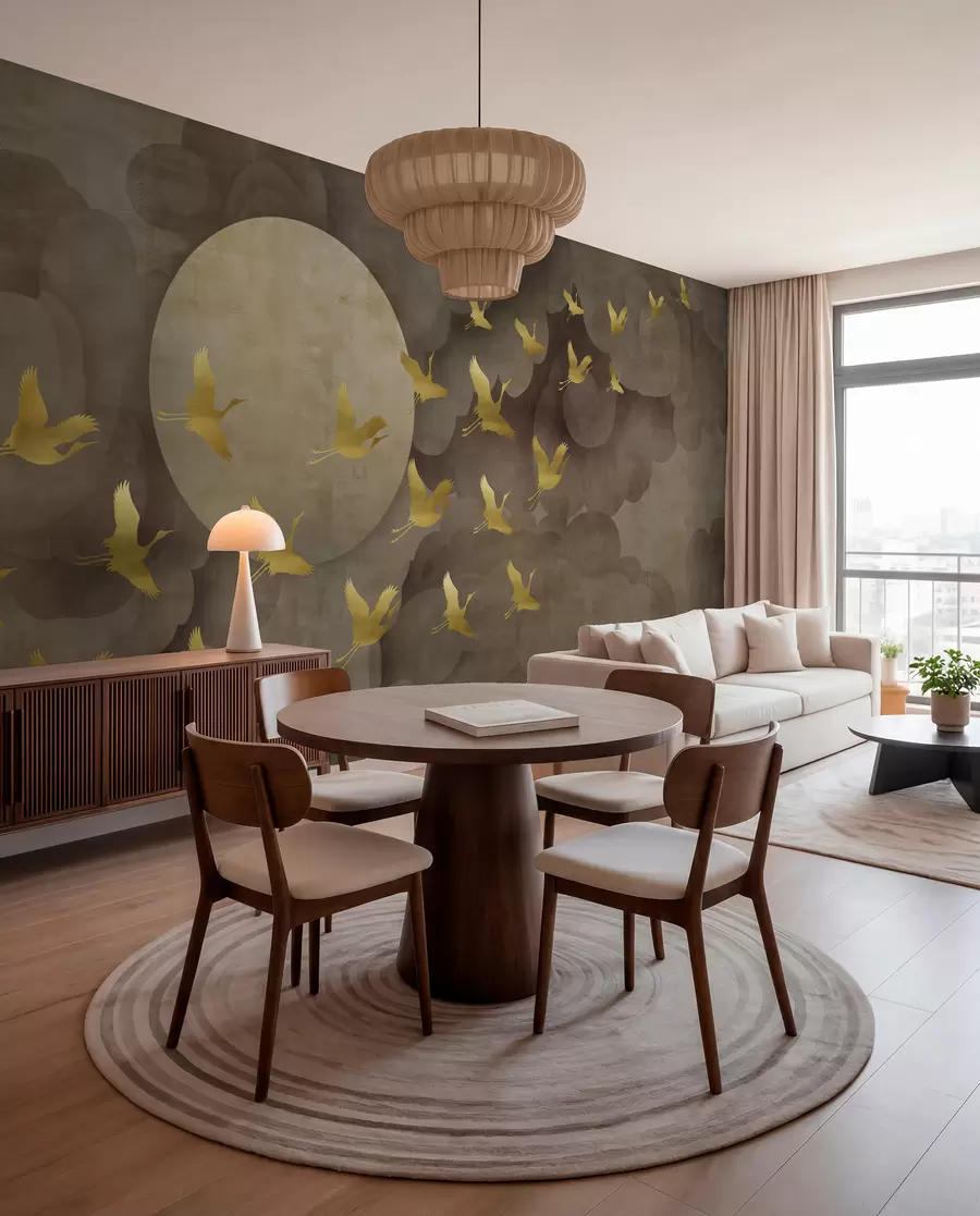 murales de pared Vuelo de cigüeñas al estilo chino u00554
