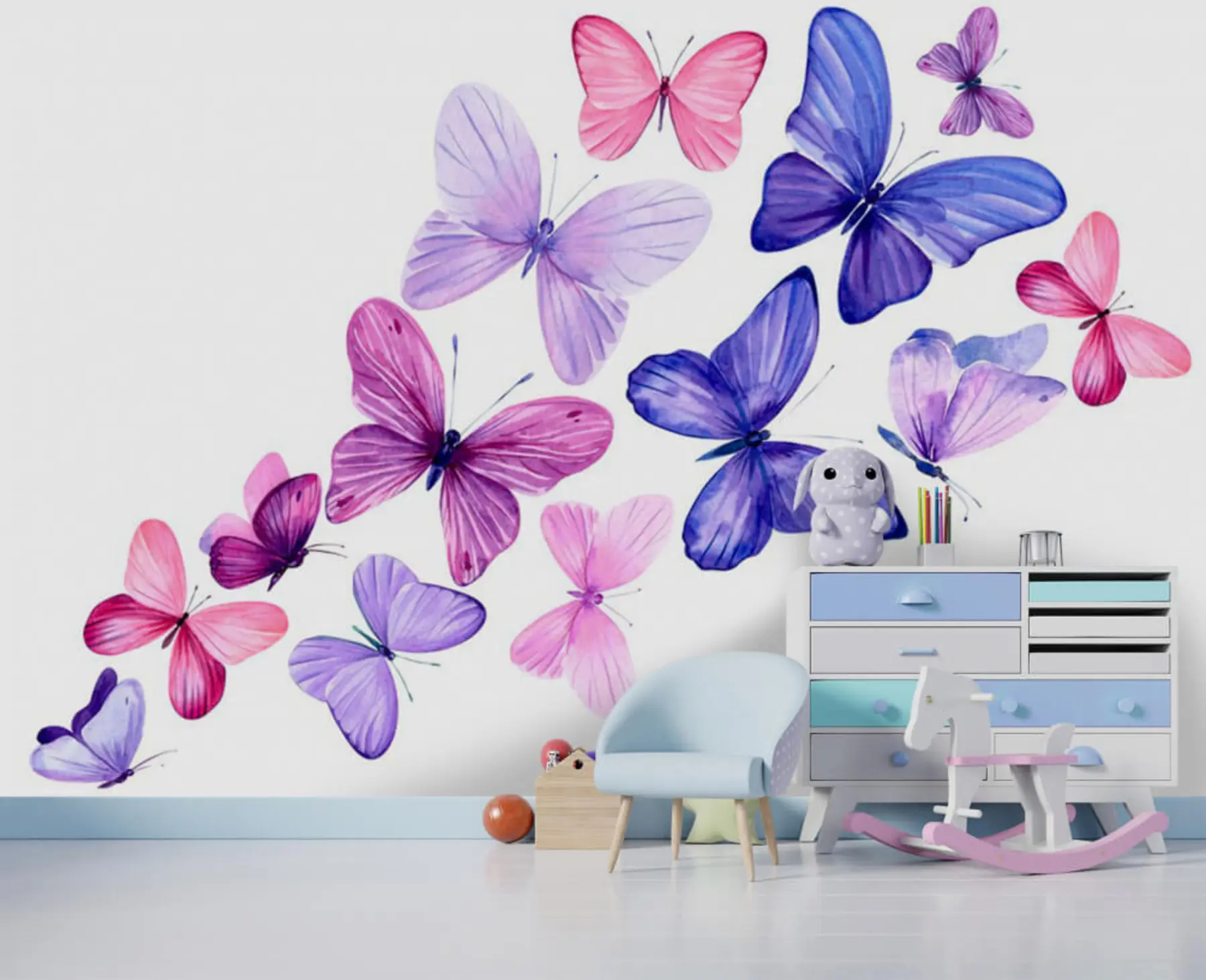 murales de pared Flor, blanca y morada u01052