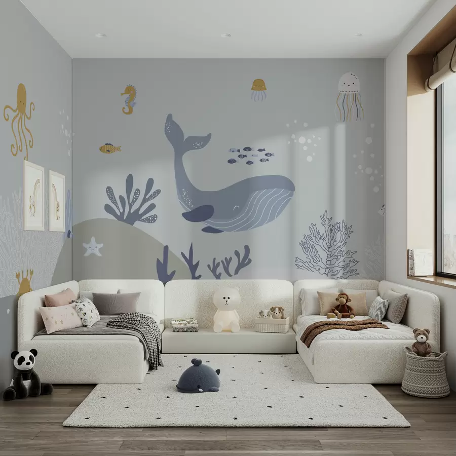 murales de pared Vida marina, ballena linda u94308