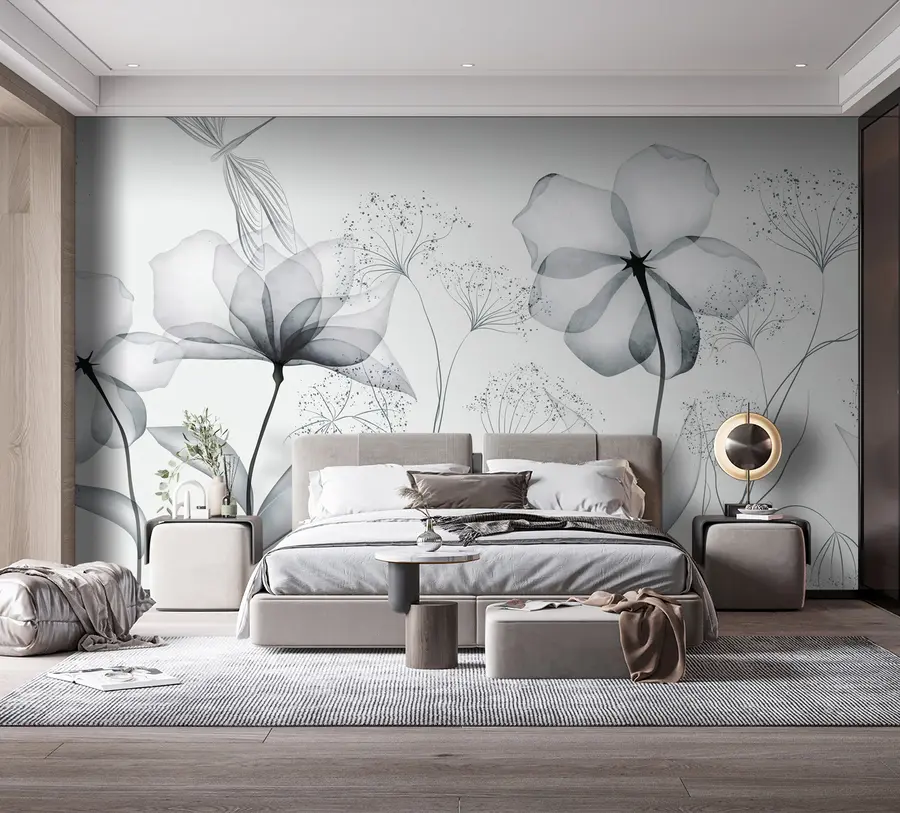 murales de pared Flores y plantas en estilo acuarela u94319