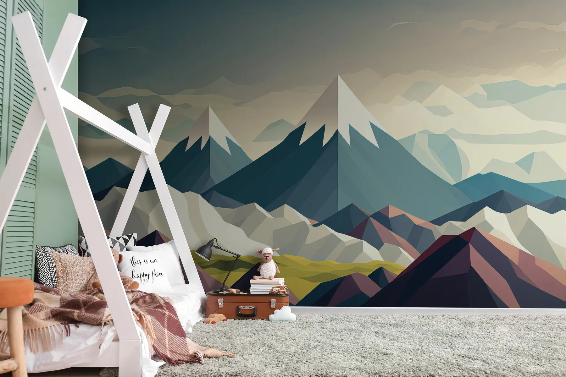 murales de pared paisaje geométrico de montaña u94764