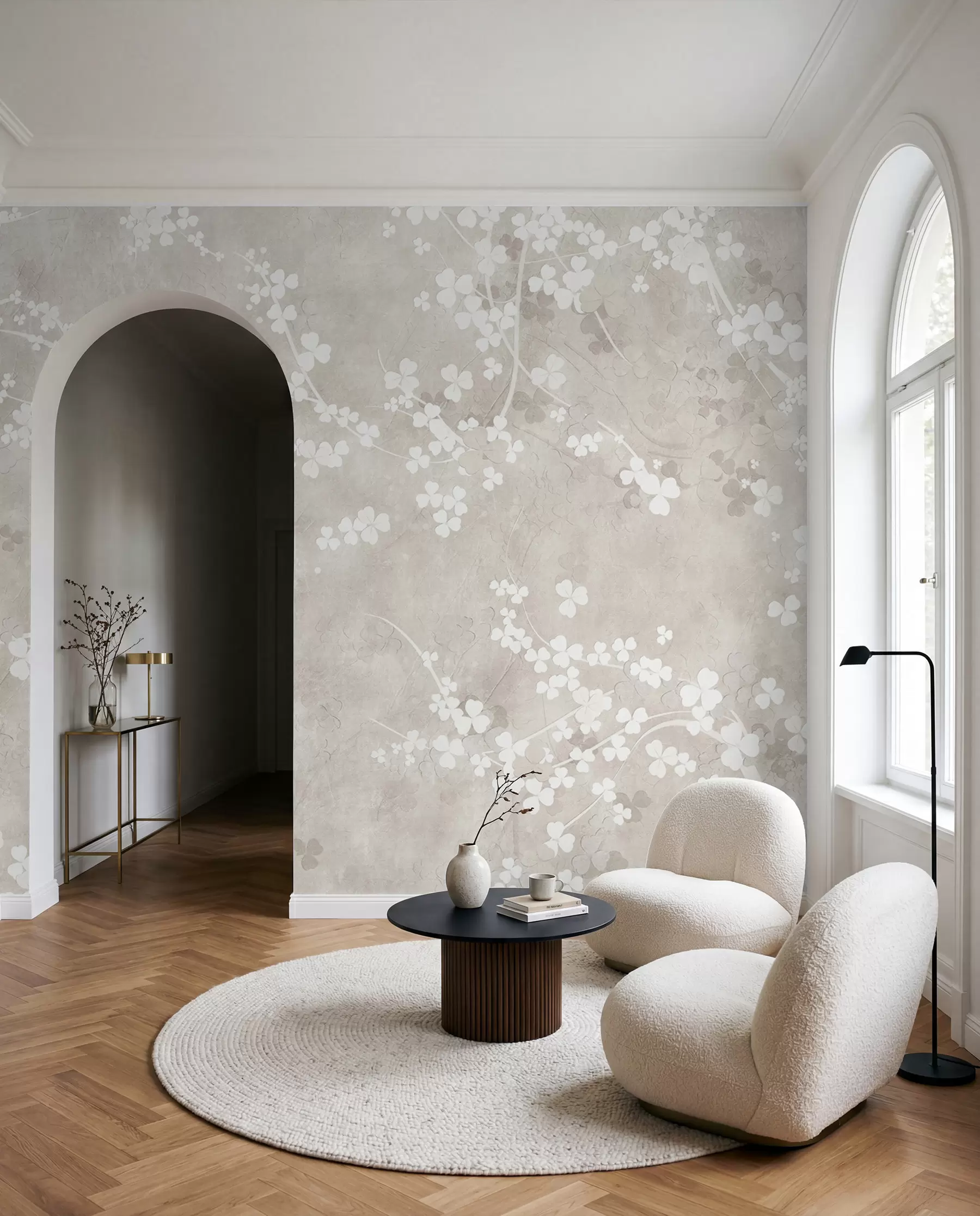 murales de pared Ramas finas de flores blancas u94458