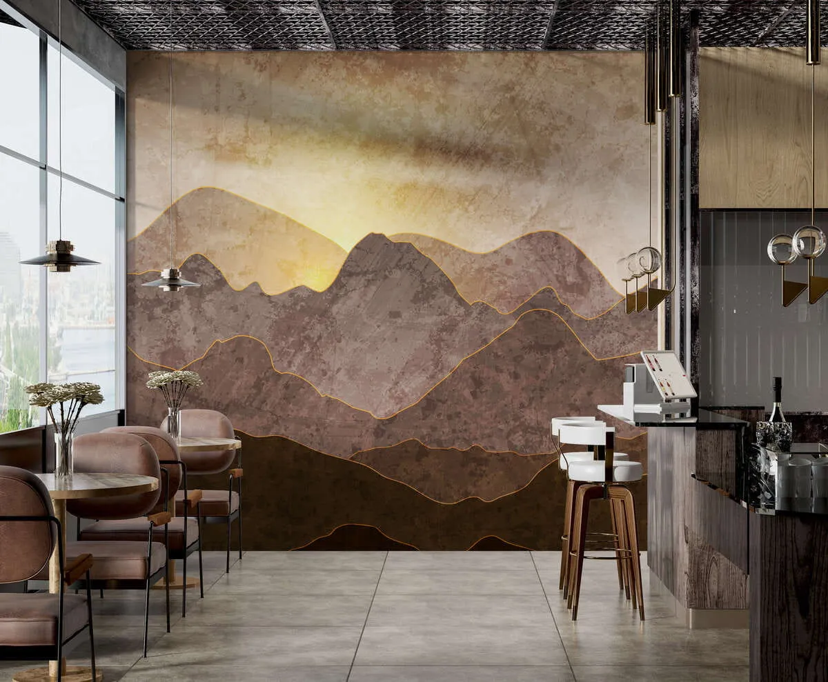 murales de pared Paisaje con picos de montaña u94314