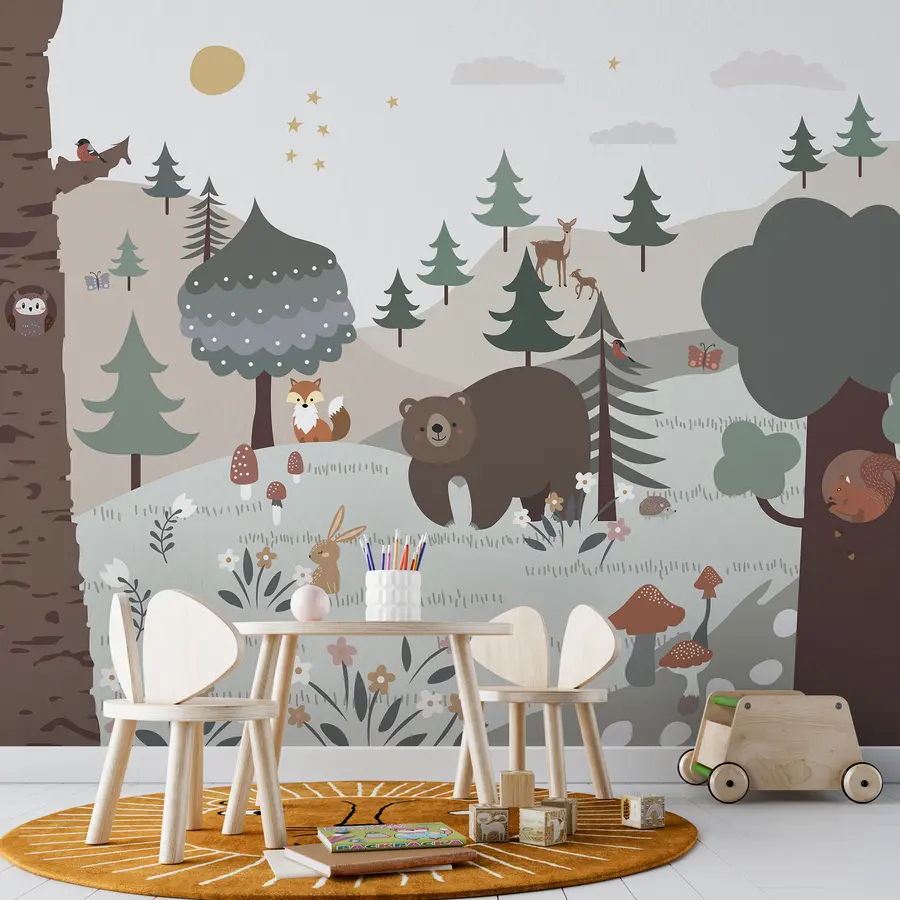 murales de pared animales en el bosque u95366