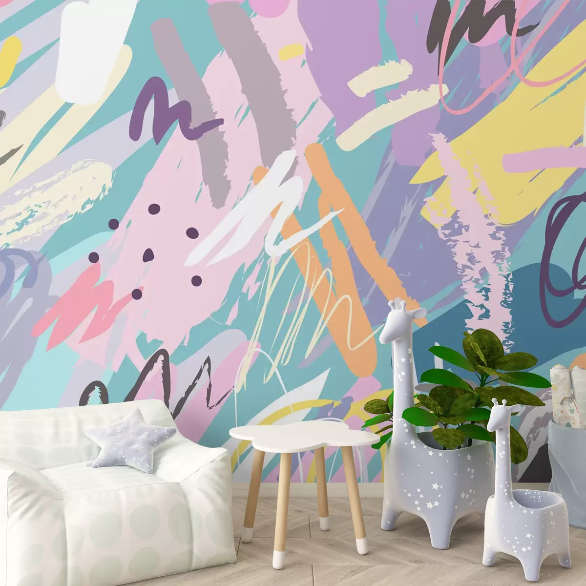 murales de pared Trazos de colores estilo abstracto u95237