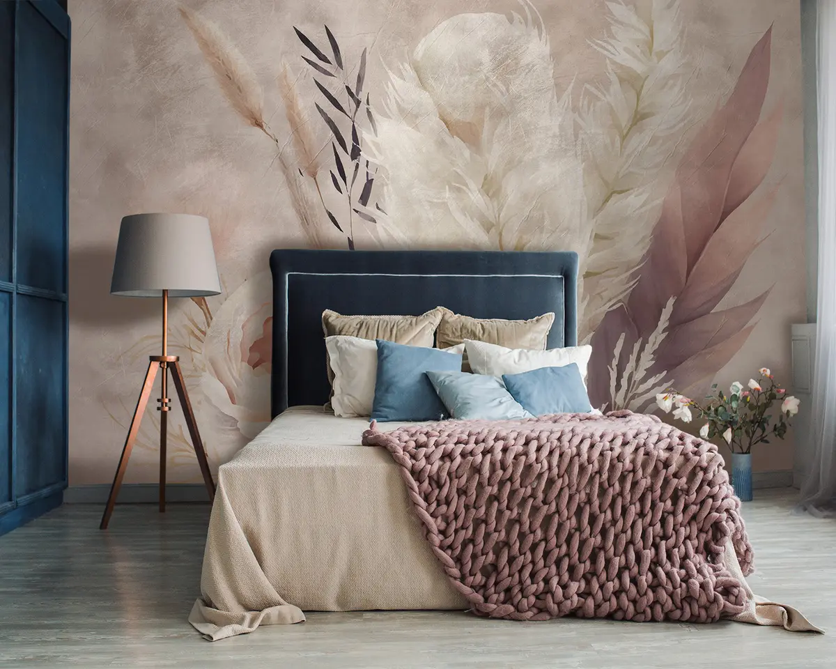 murales de pared Composición de plumas y flores. u95403