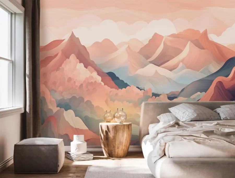 murales de pared montañas rosas u95993