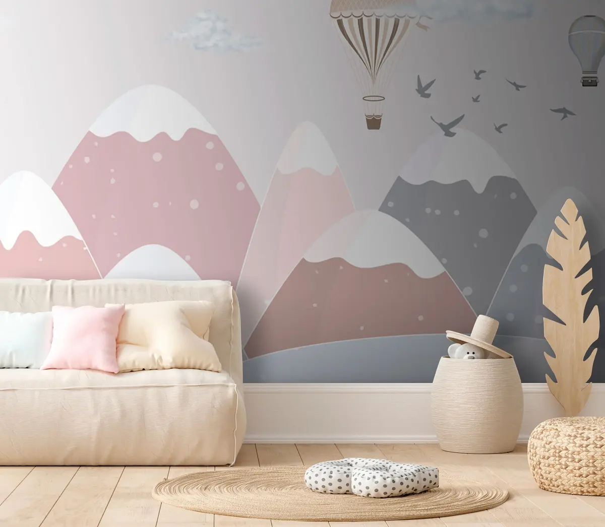 murales de pared Montañas nevadas rosadas con bolas u95232