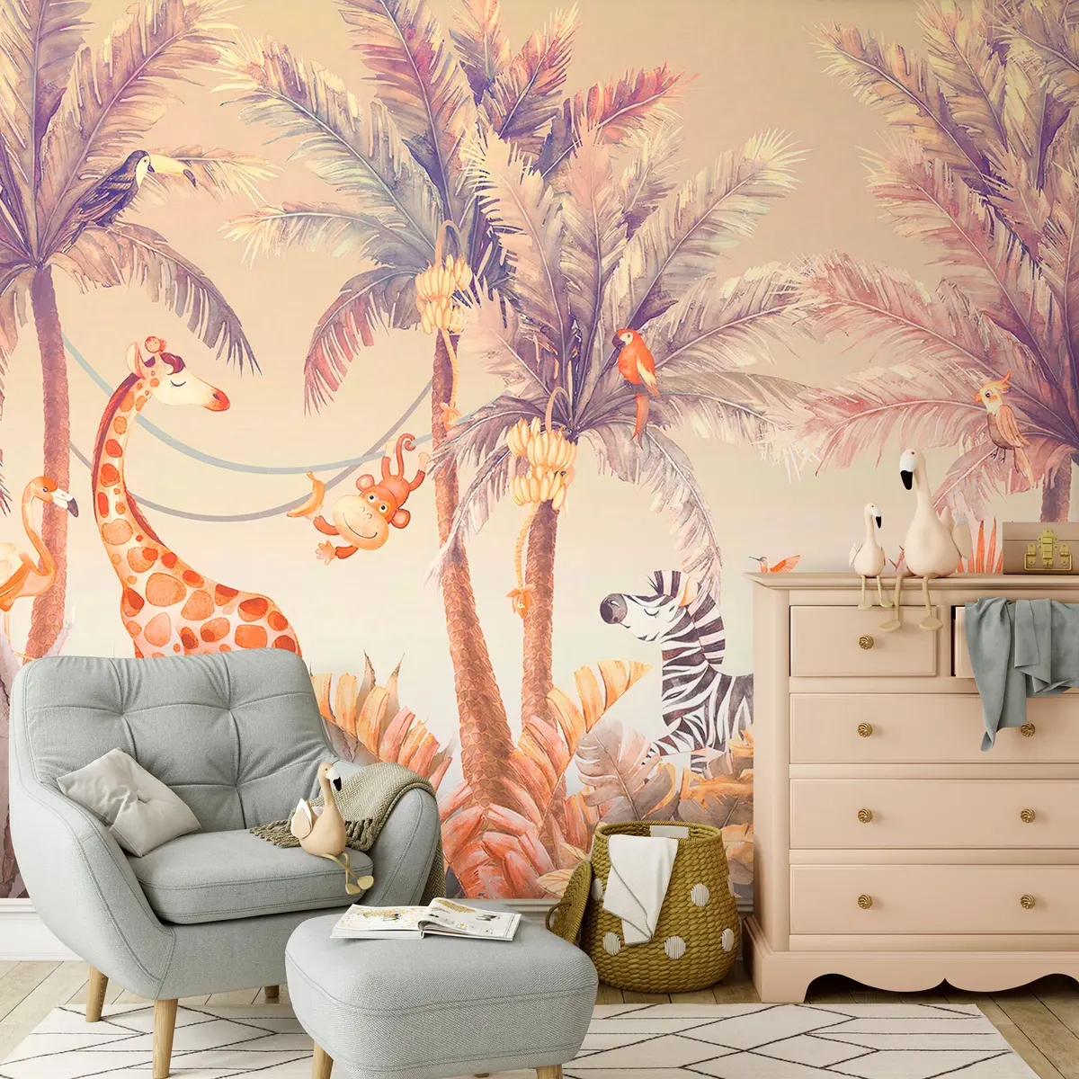 murales de pared animales en la selva tropical u95505