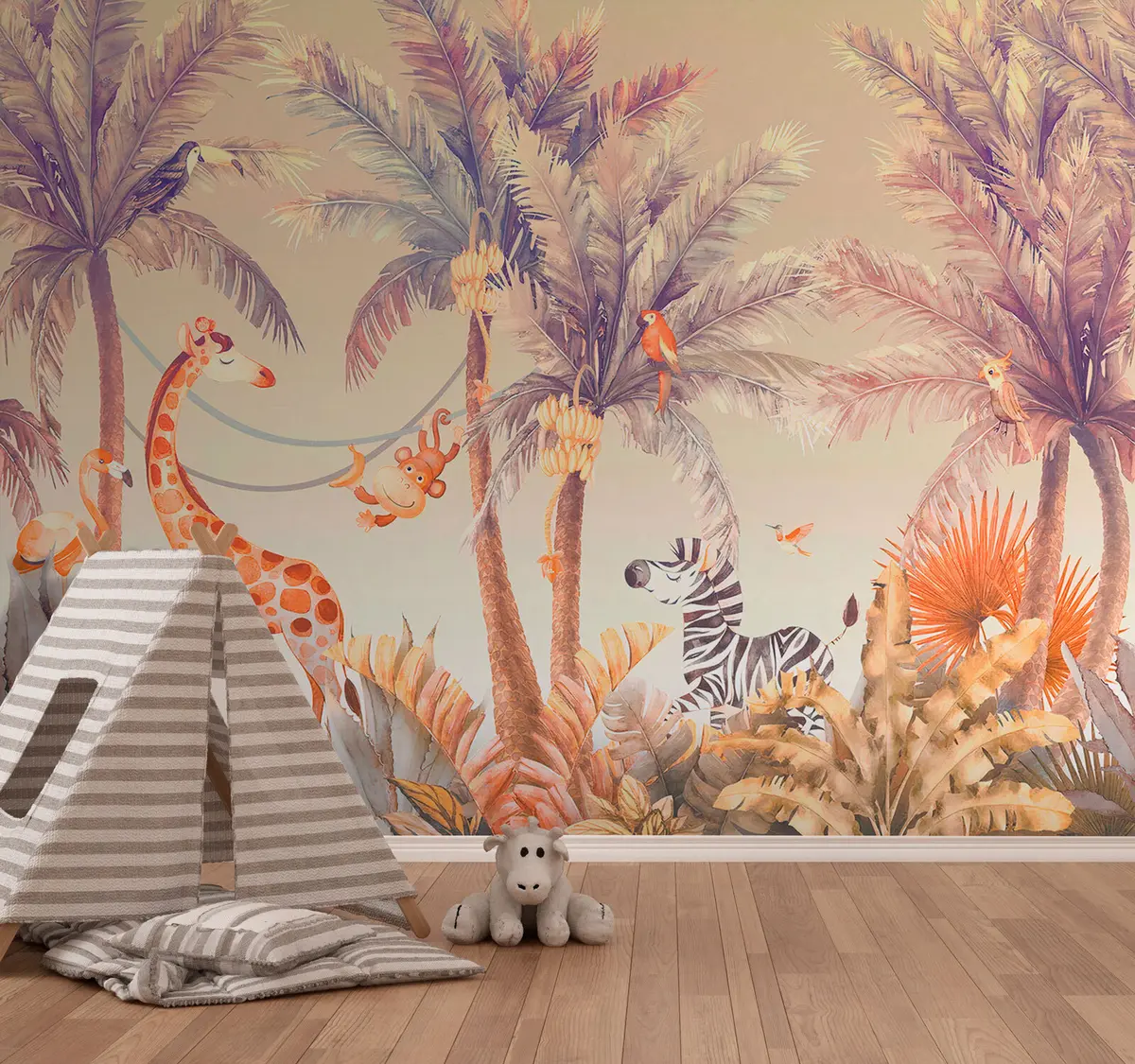 murales de pared animales en la selva tropical u95505