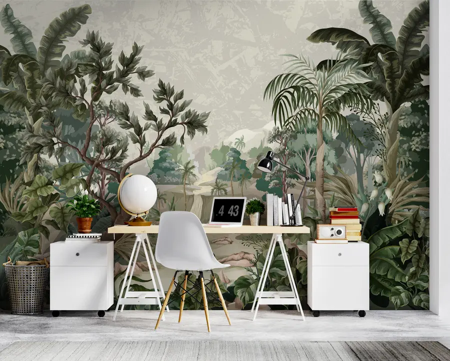 murales de pared Selva con rio y palmeras u95915