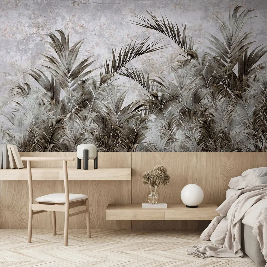 murales de pared Hojas tropicales en la niebla u96072