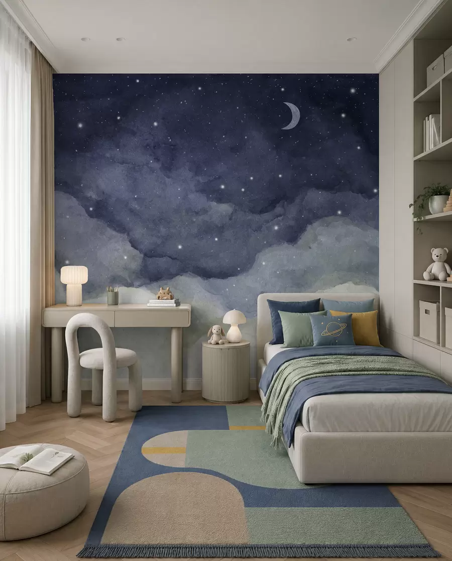 murales de pared Luna creciente sobre las nubes u96076