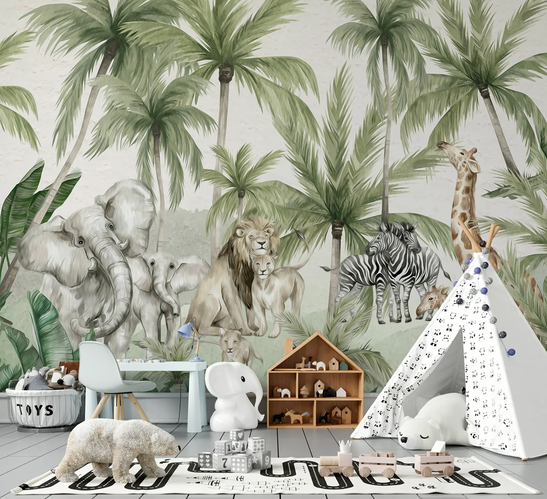 murales de pared Bosque tropical con animales u96255
