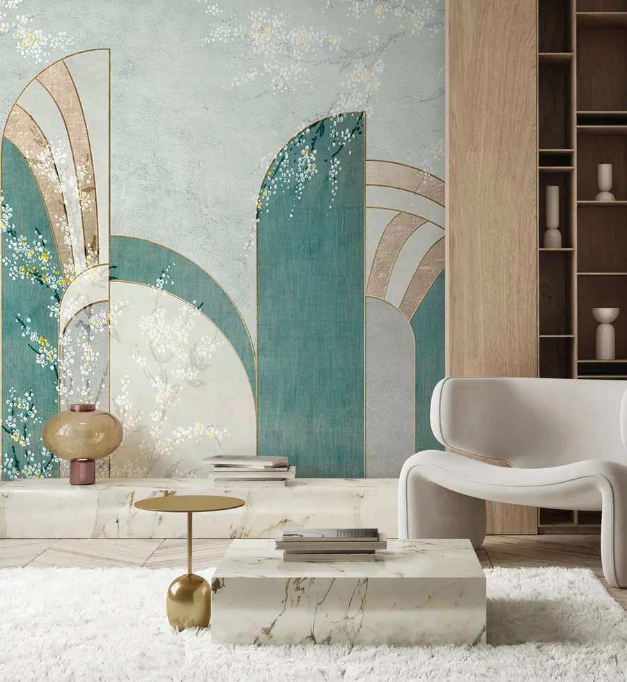murales de pared Ramas florales que aparecen entre los paneles u96316