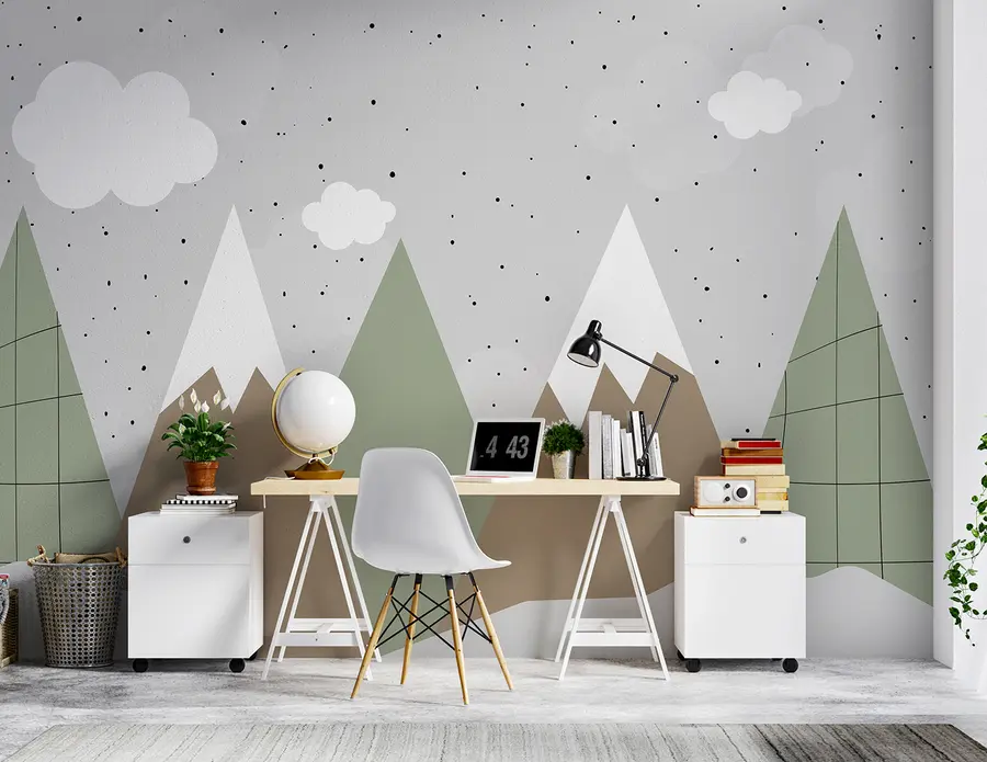 murales de pared montañas y nubes u96298