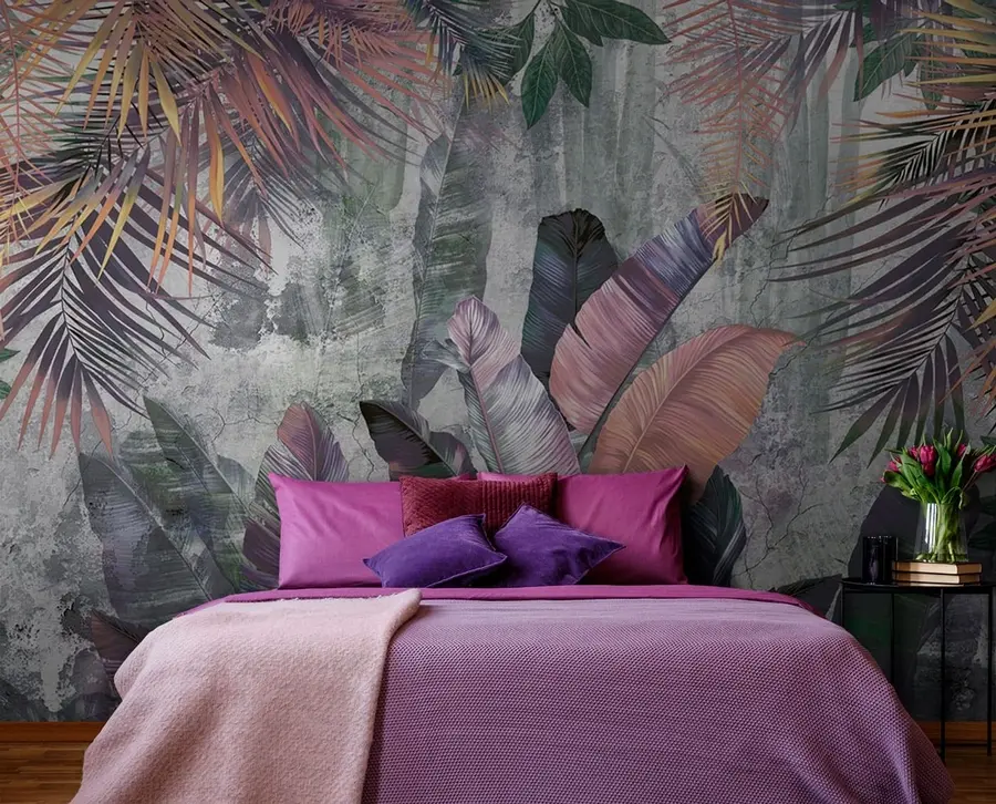 murales de pared Hojas tropicales grandes y coloridas u96338