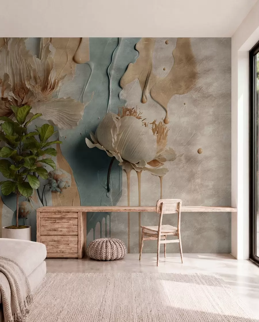 murales de pared Flores y rayas de pintura u95662