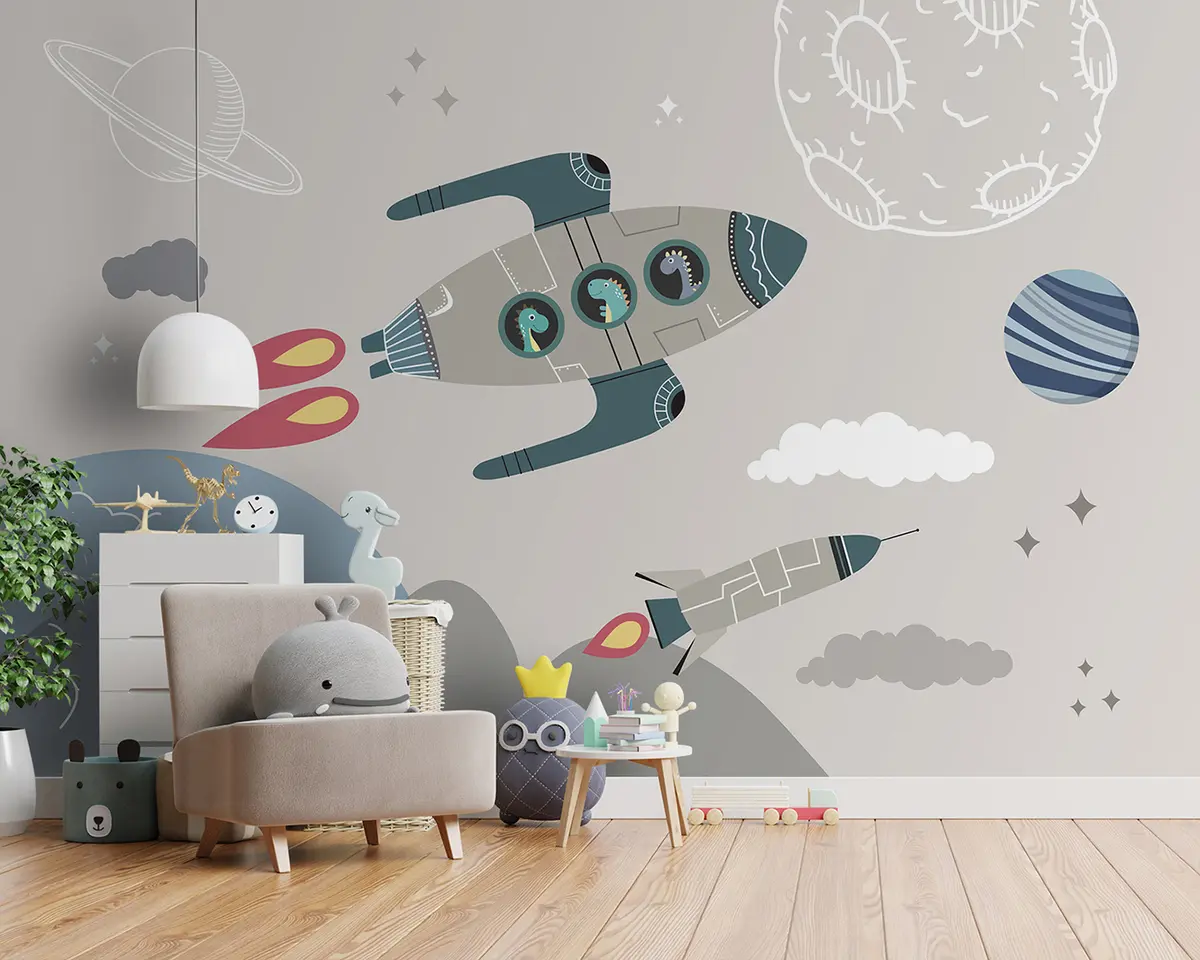 murales de pared Dinosaurios astronautas en el espacio u96334
