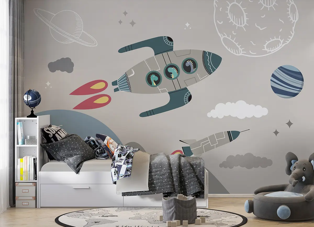 murales de pared Dinosaurios astronautas en el espacio u96334