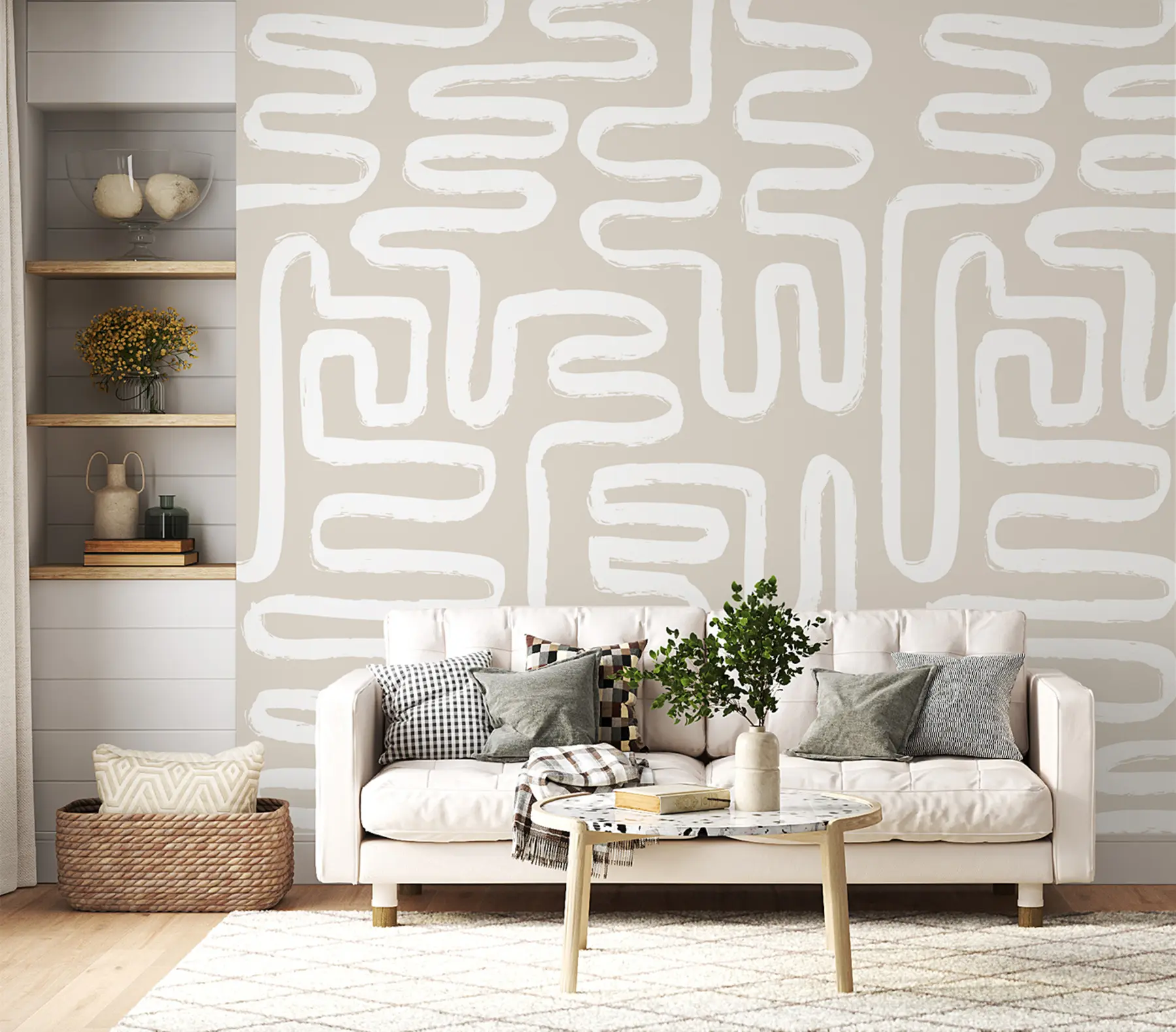 murales de pared Laberinto abstracto en colores pastel u96457