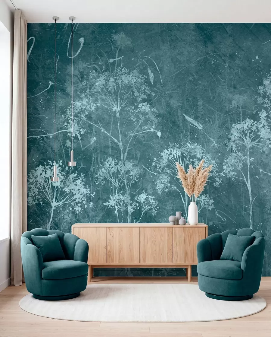 murales de pared Pradera sobre turquesa gastado u96551