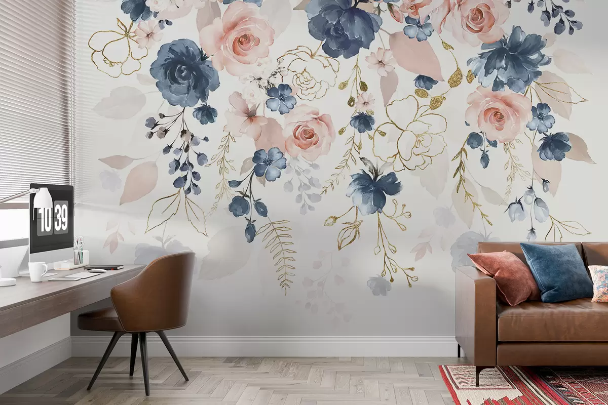 murales de pared Composición de acuarela con flores. u96556