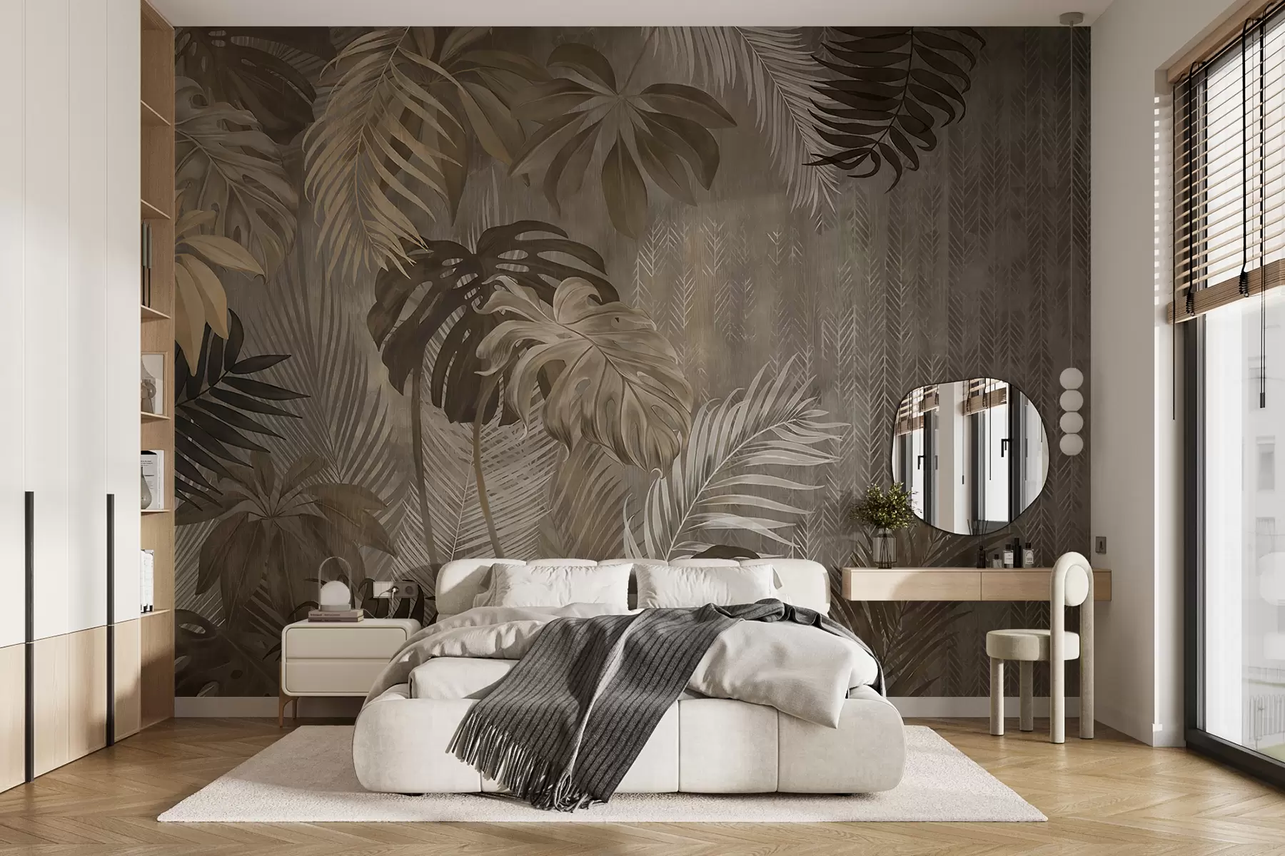 murales de pared Hojas tropicales en estilo grunge u97012