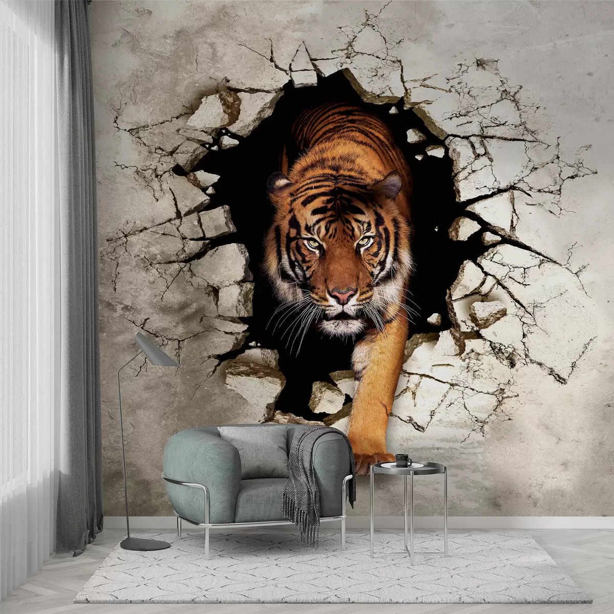 murales de pared tigre 3D u97031