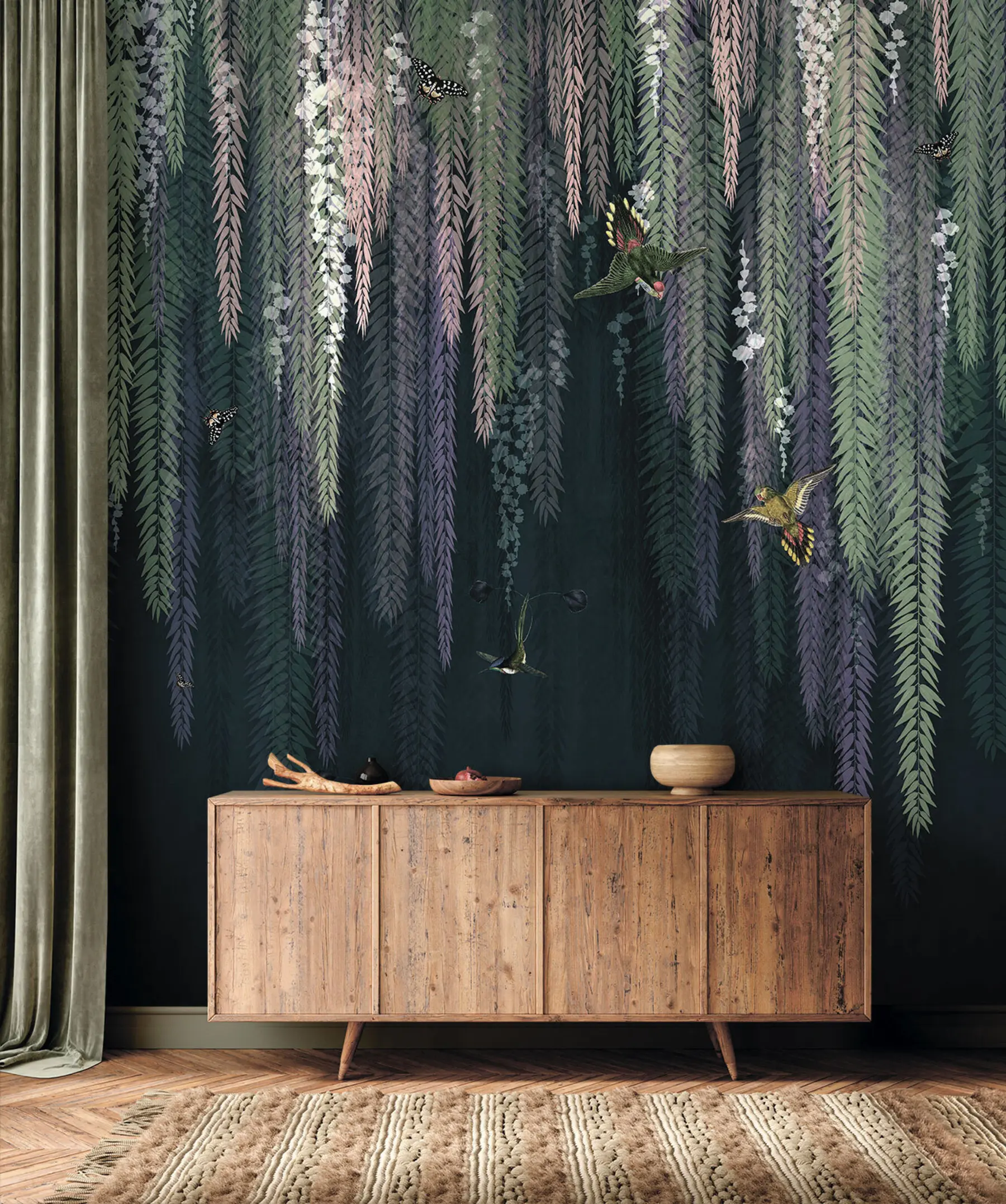 murales de pared Hojas multicolores del árbol de glicina u97143