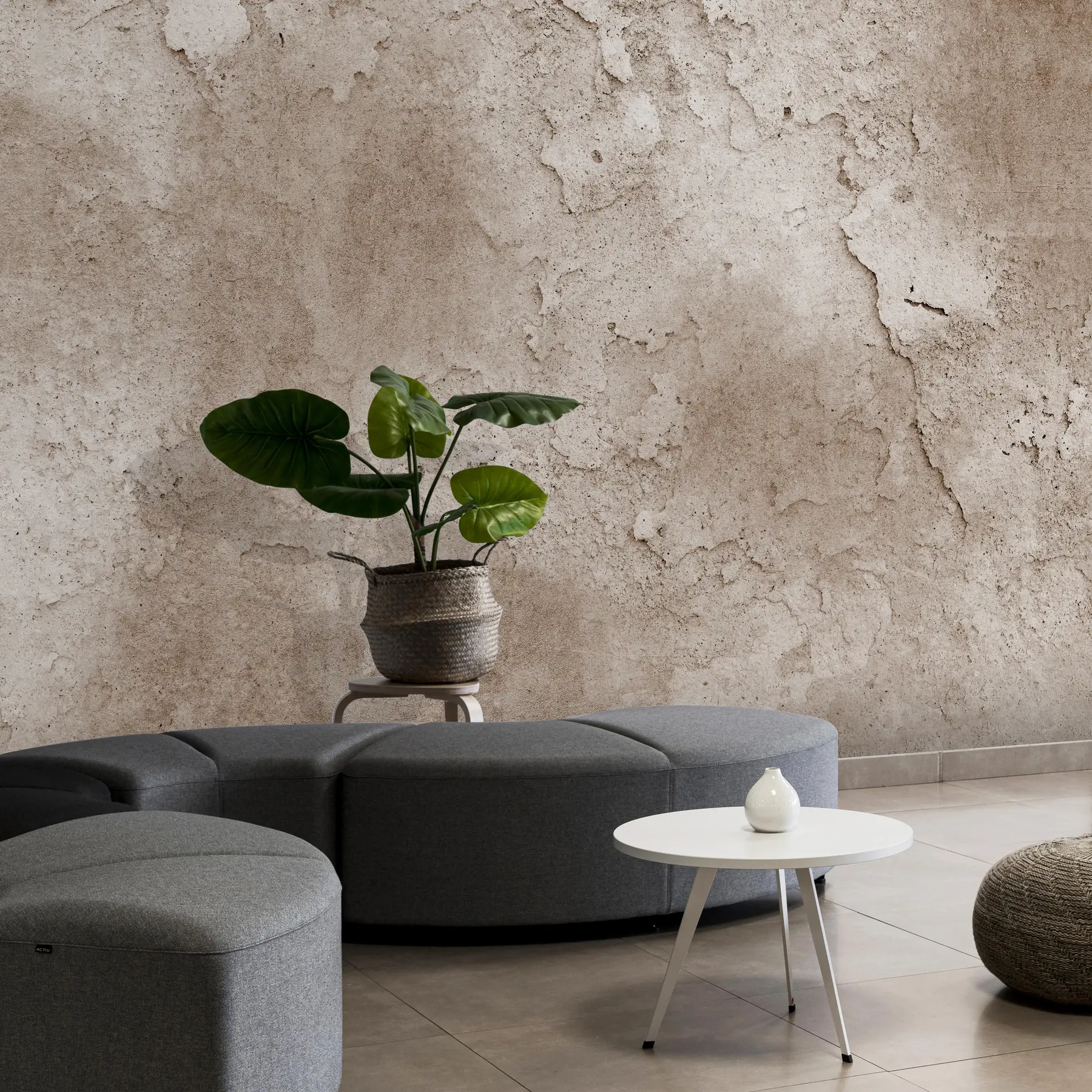 murales de pared Muro de hormigón marrón con bordes ásperos u97237