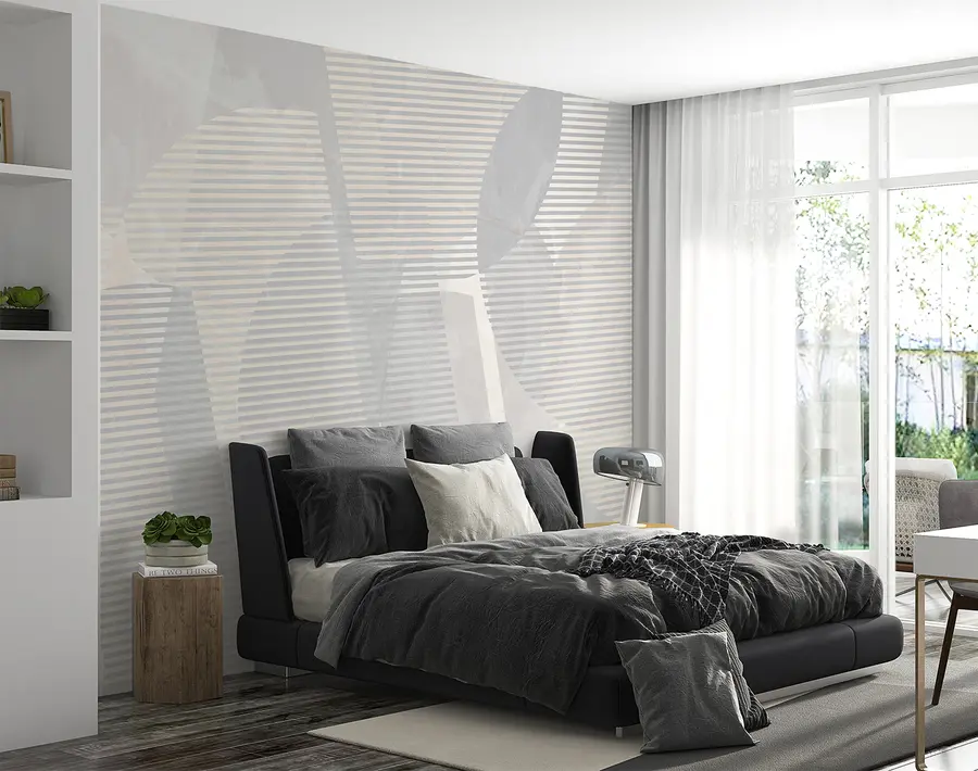 murales de pared Abstracción geométrica sobre un fondo de mármol en colores pastel u95373