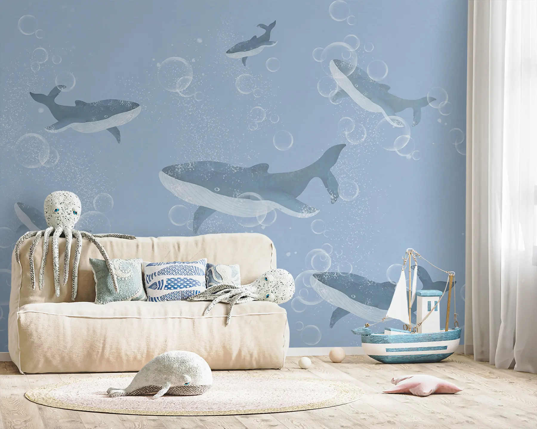 murales de pared mar con ballenas u97533