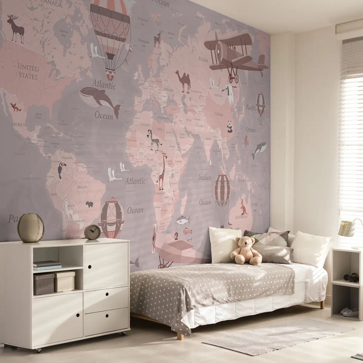 murales de pared Atlas de vuelo rosa en inglés u36066v6