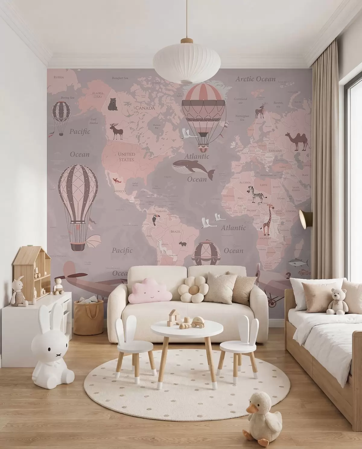 murales de pared Atlas de vuelo rosa en inglés u36066v6